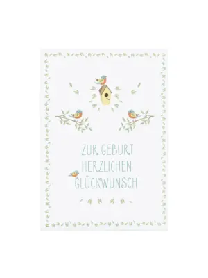 Postkarte mit Sonnenblumensamen - Zur Geburt