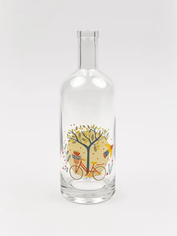 Glasflasche mit Baummotiv