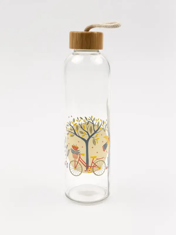Trinkflasche aus Glas mit Baummotiv