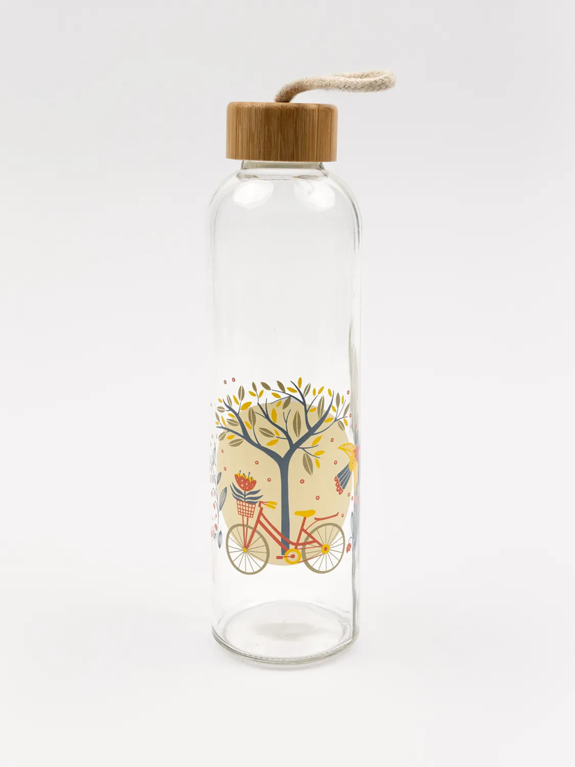 Trinkflasche aus Glas mit Baummotiv