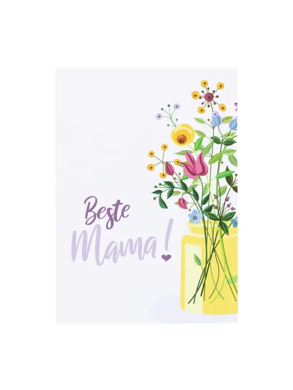 Postkarte mit Sonnenblumensamen - Beste Mama