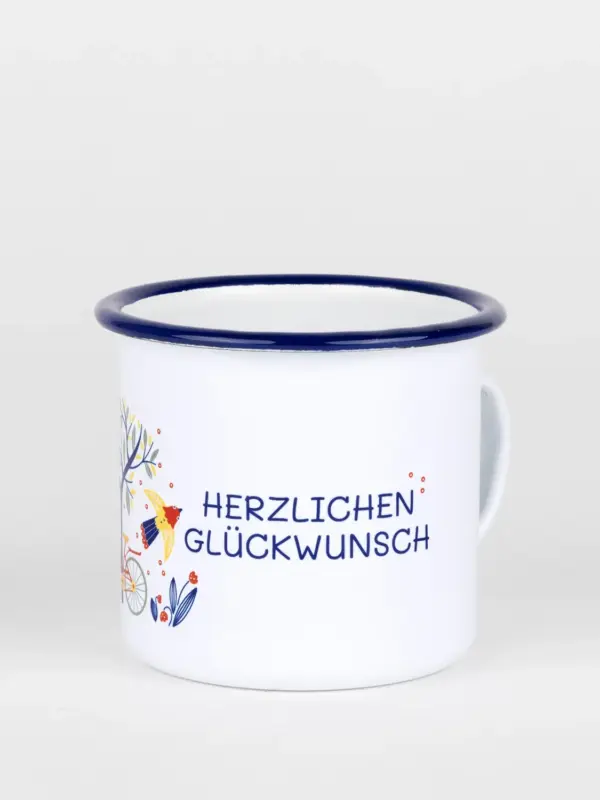Emailletasse - Herzlichen Glückwunsch