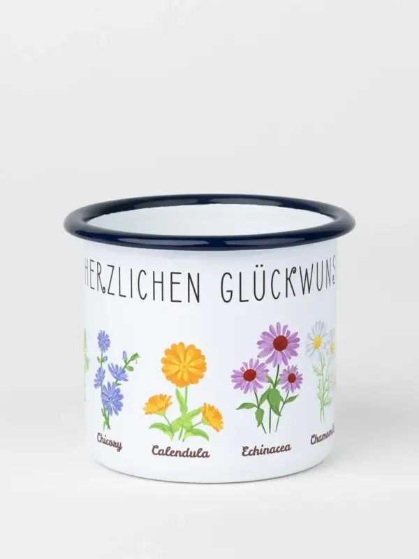 Emailletasse - Herzlichen Glückwunsch