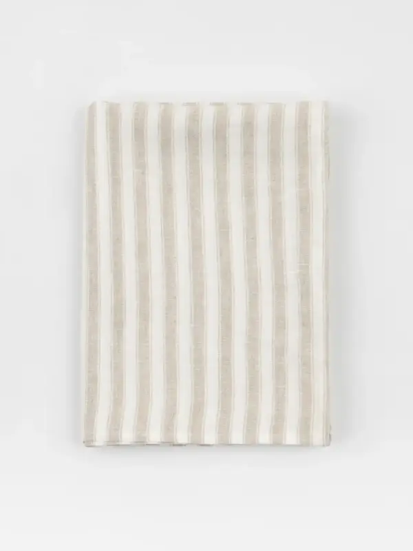 Gestreifter Tischläufer aus Bio-Leinen