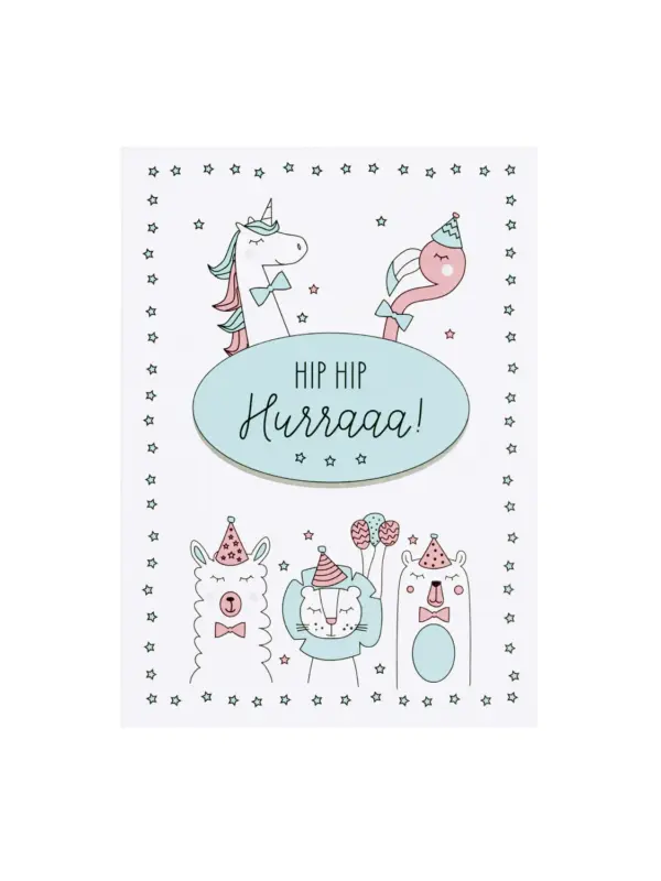 Postkarte mit Sonnenblumensamen - Hip Hip Hurraaa