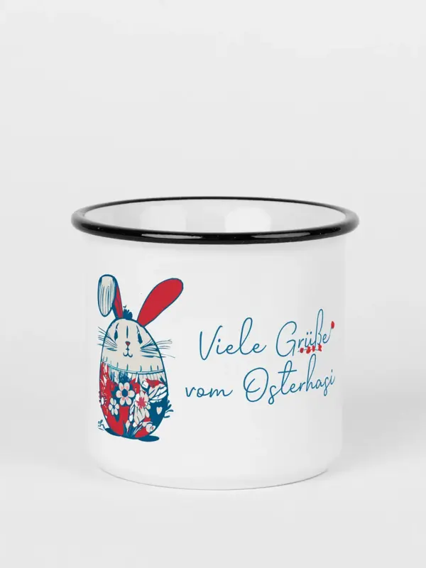 Keramiktasse mit Rand – Viele Grüße vom Osterhasi