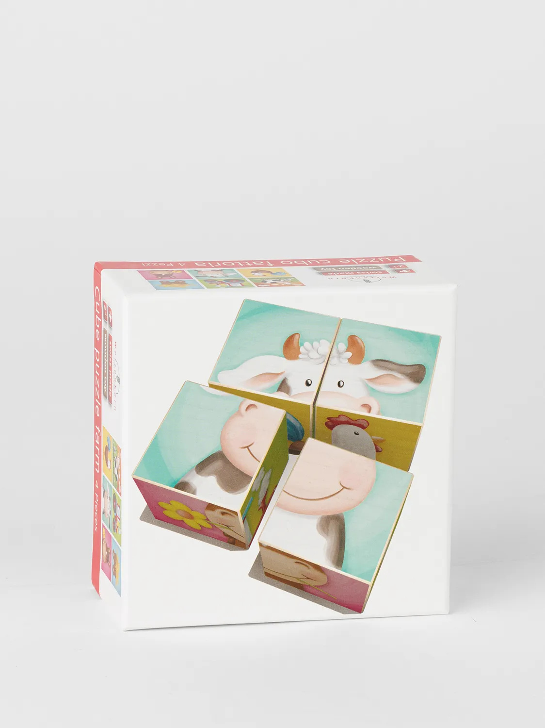 Würfelpuzzle aus Holz - Bauernhof