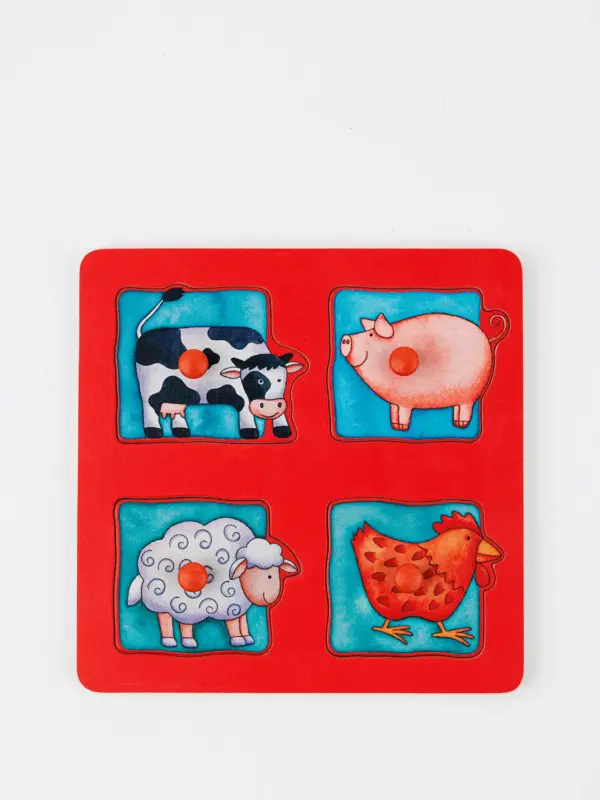 Weizenkorn Greifpuzzle aus Holz – Bauernhof