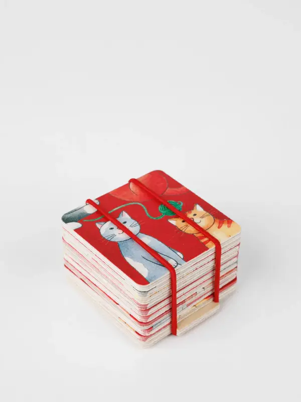 Pocketpuzzle aus Holz - Katzen