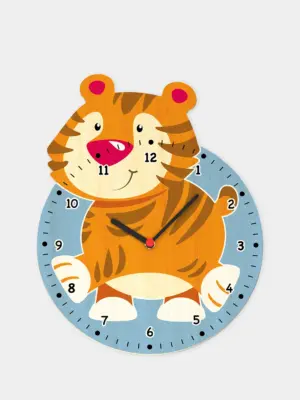 Kinder Wanduhr aus Holz - Tiger
