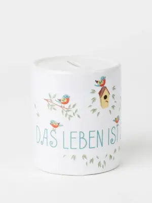 Spardose aus Keramik - Das Leben ist schön