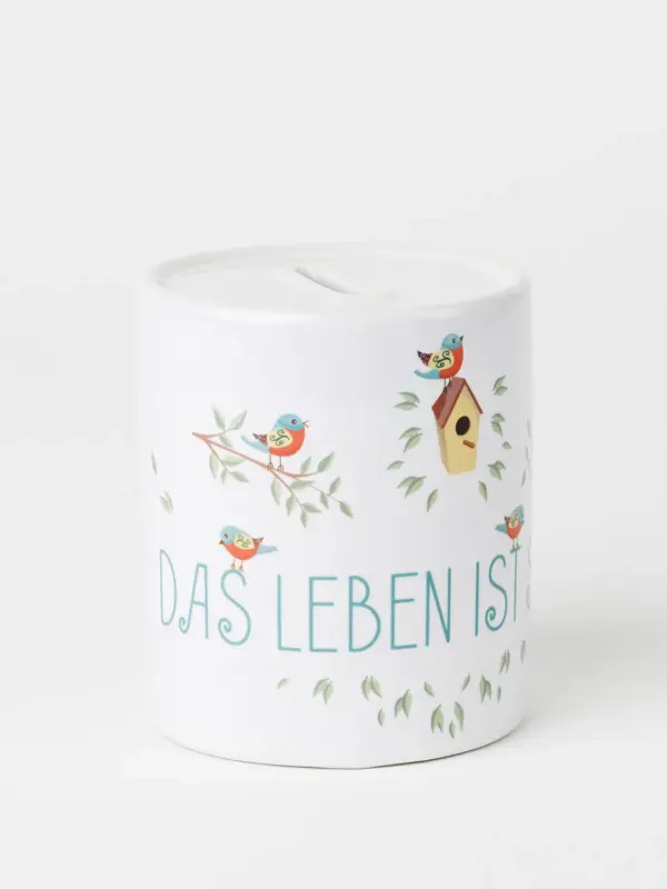 Spardose aus Keramik - Das Leben ist schön