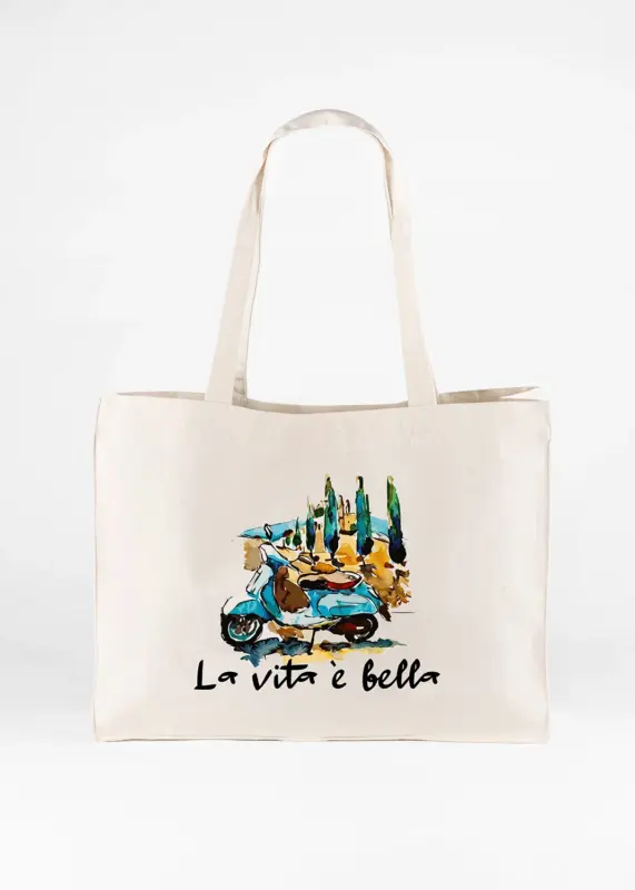 Große Stofftasche - La vita e bella