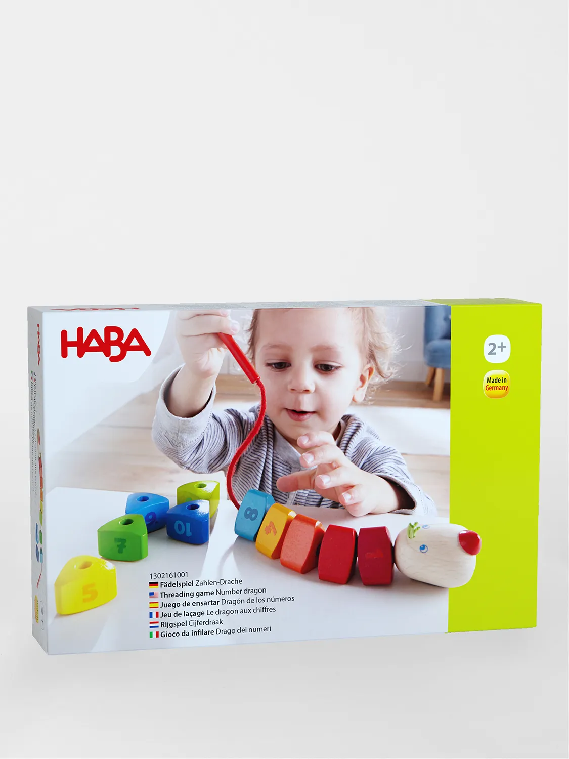 Fädelspiel aus Holz - Zahlendrache