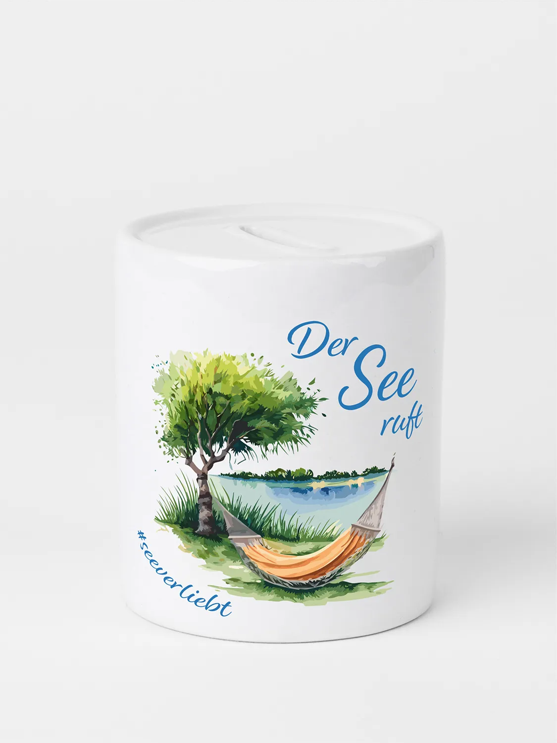Spardose aus Keramik - Der See ruft
