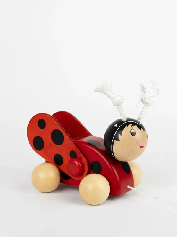 Nachziehspielzeug aus Holz - Marienkäfer