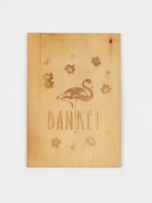 Postkarte aus Zirbenholz - Danke