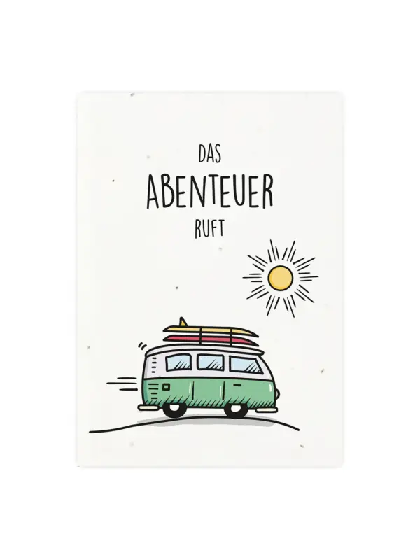 Postkarte aus Samenpapier – Das Abenteuer ruft