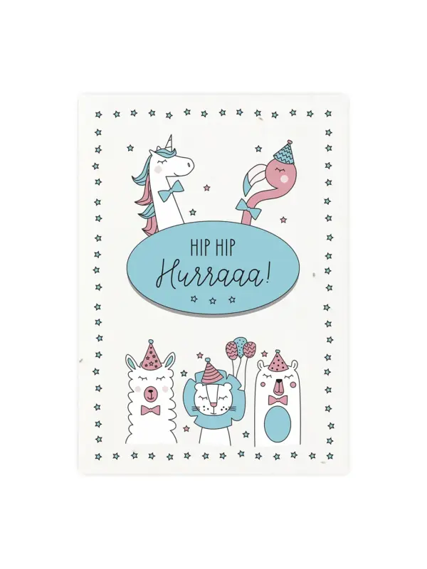 Postkarte aus Samenpapier - Hip Hip Hurraaa