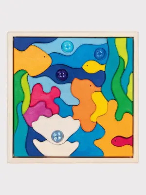 Bausteine aus Holz – Meeresleuchten mit Glitzersteinen