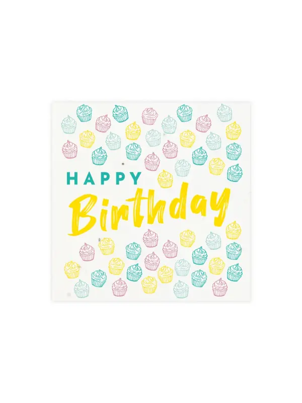 Kleine Klappkarte aus Samenpapier – Happy Birthday