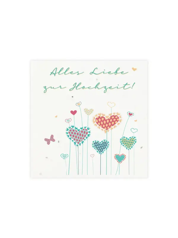 Kleine Klappkarte aus Samenpapier – Alles Liebe zur Hochzeit