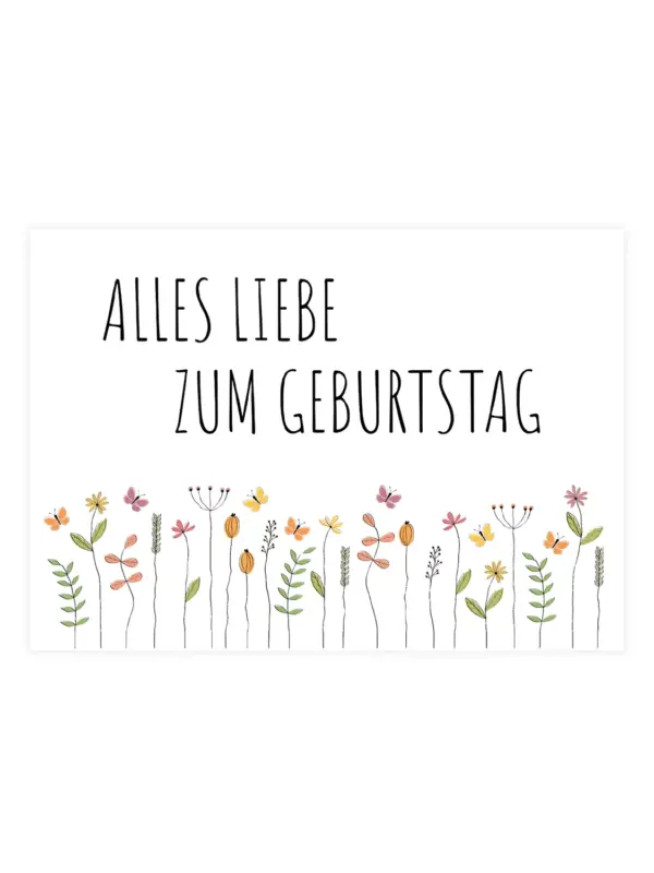 Postkarte mit Sonnenblumensamen – Alles Liebe zum Geburtstag
