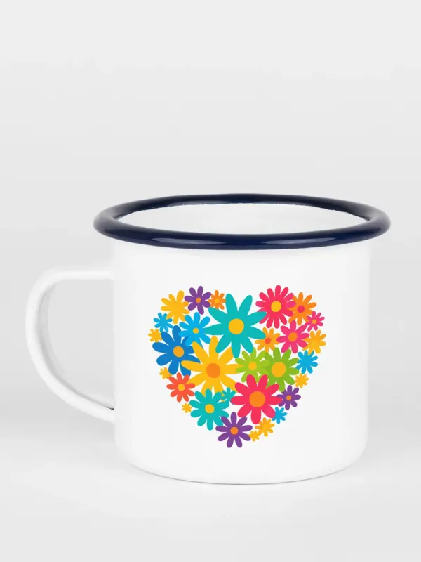 Emailletasse – Muttertag Blumenherz