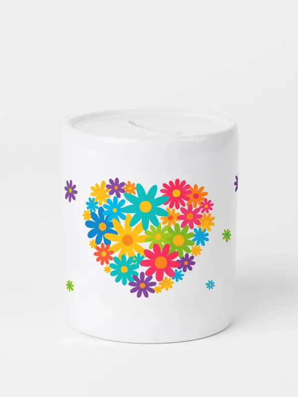 Spardose aus Keramik – Muttertag Blumenherz