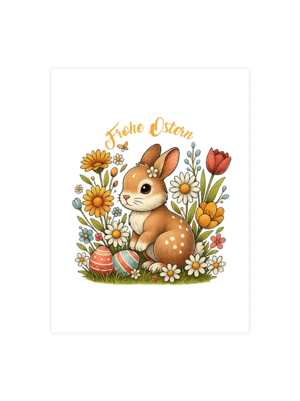 Postkarte mit Sonnenblumensamen - Frohe Ostern Hase