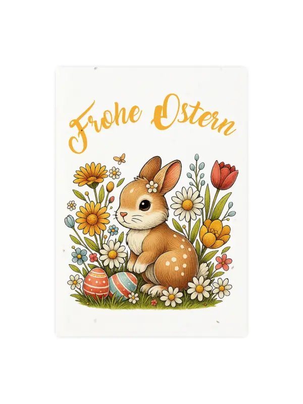 Postkarte aus Samenpapier – Frohe Ostern Hase