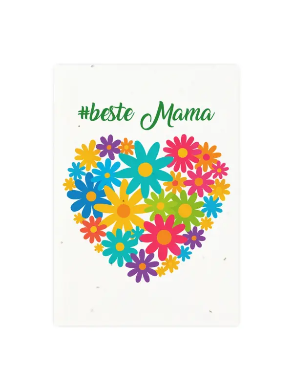 Postkarte aus Samenpapier – Muttertag Blumenherz