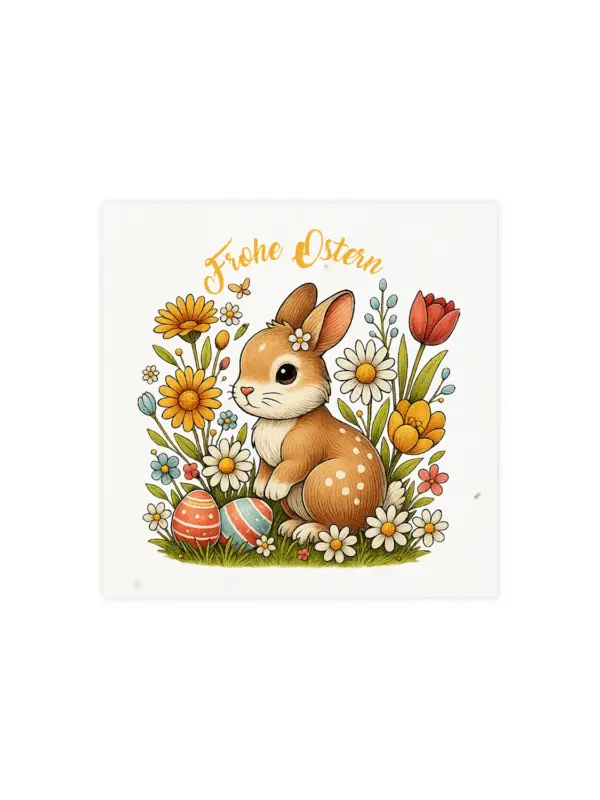 Kleine Klappkarte aus Samenpapier – Frohe Ostern Hase