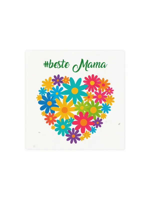 Kleine Klappkarte aus Samenpapier – Muttertag Blumenherz